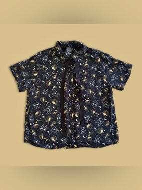 Her Universe Studio Ghibli Kiki's Delivery Service Jiji & Flowers Button Up Top